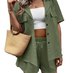 Green Button Up and Short Set
